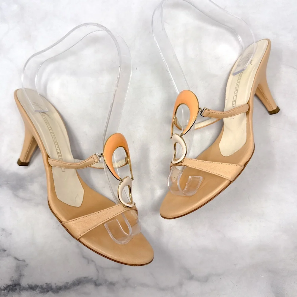 Giuseppe Zanotti Vicini Vintage Y2K Half Moon Open Toe Slide Mule Sandal Heels